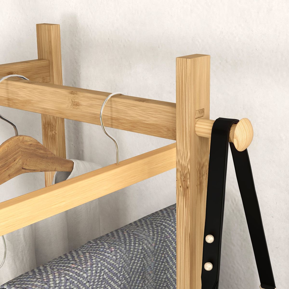 Perchero-de-pie-Rima-Homcom-2-estantes-con-5-barras-y-ganchos