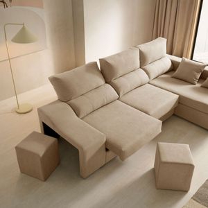 Sofá chaiselongue Amatista Plus 3 plazas reclinable y deslizante 102x265x150 cm