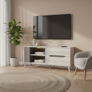 Mueble bajo para TV Odda 2 cajones 1 puerta gris 52,1x113,4 cm