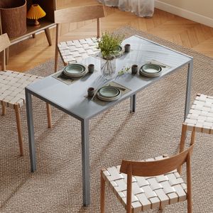 Mesa de comedor Nuria Homcom diseño fijo gris 75x120x60 cm