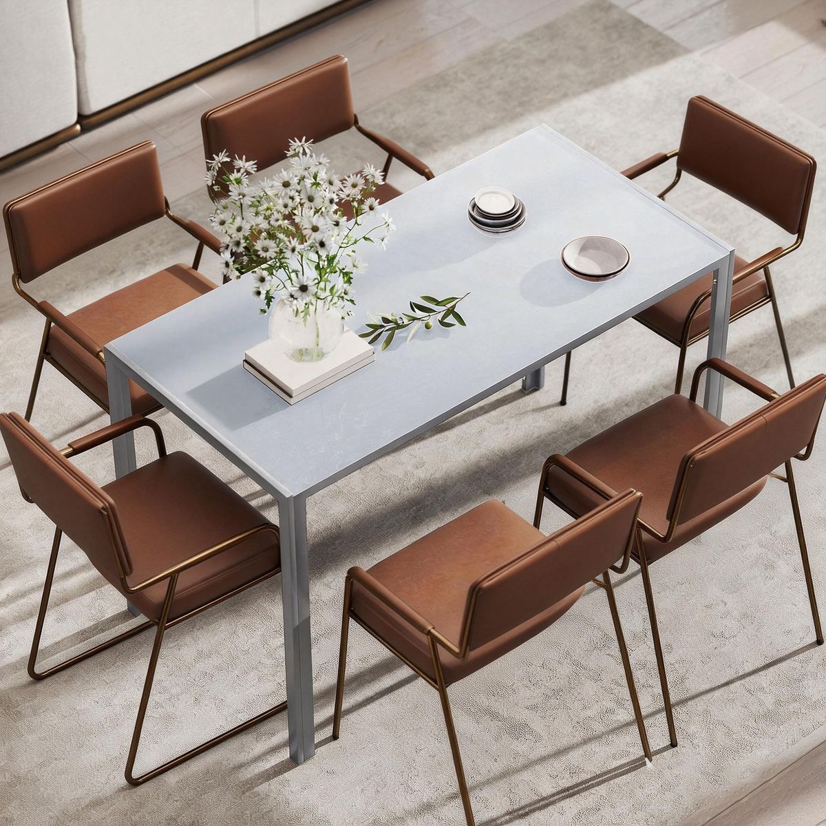 Mesa-de-comedor-Nuria-Homcom-diseño-fijo-gris-75x120x60-cm