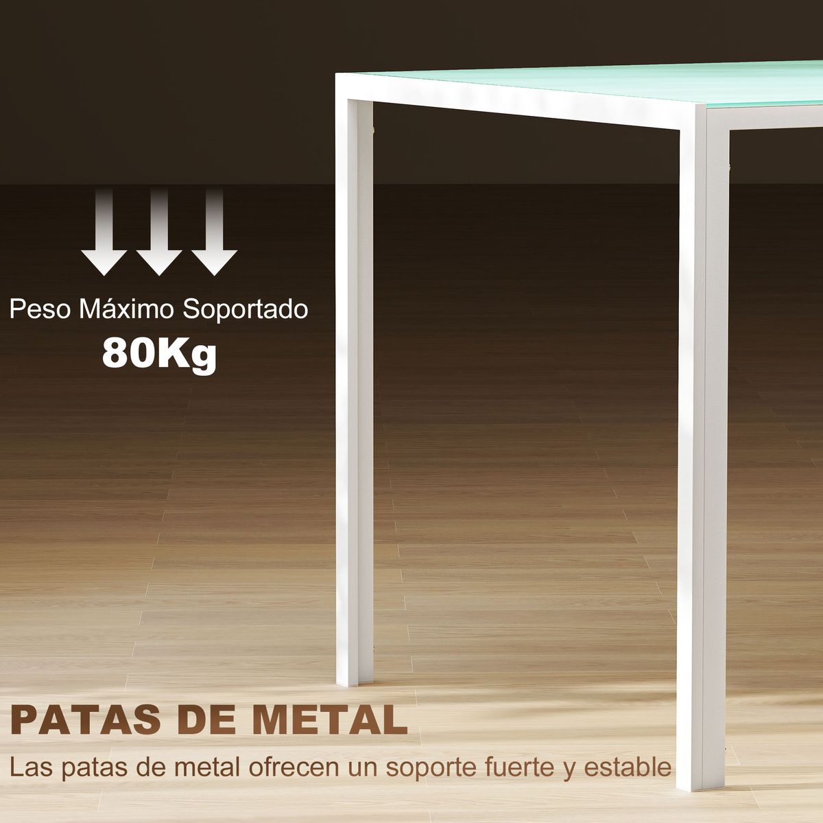 Mesa-de-comedor-Krystell-Homcom-diseño-fijo-blanco-75x140x80-cm-