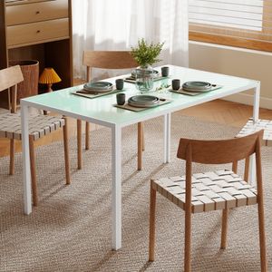 Mesa de comedor Krystell Homcom diseño fijo 75x140x80 cm