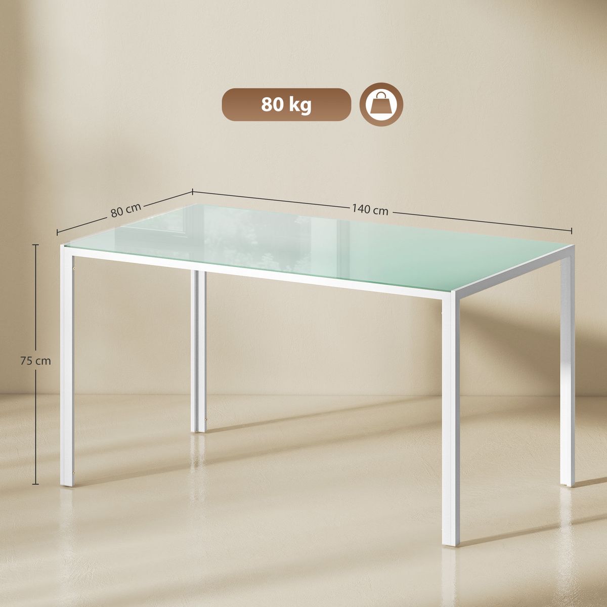 Mesa-de-comedor-Krystell-Homcom-diseño-fijo-blanco-75x140x80-cm-