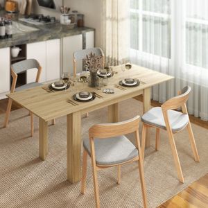 Mesa de comedor Katy Homcom extensible natural 75x140-180x90 cm
