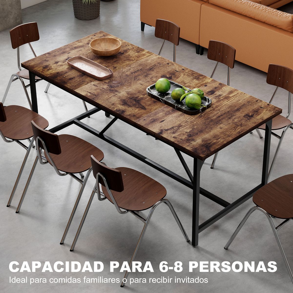 Mesa-de-comedor-Adriana-Homcom-diseño-fijo-marron-755x180x80-cm