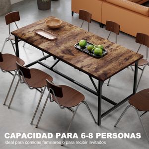 Mesa de comedor Adriana Homcom diseño fijo marrón 75,5x180x80 cm