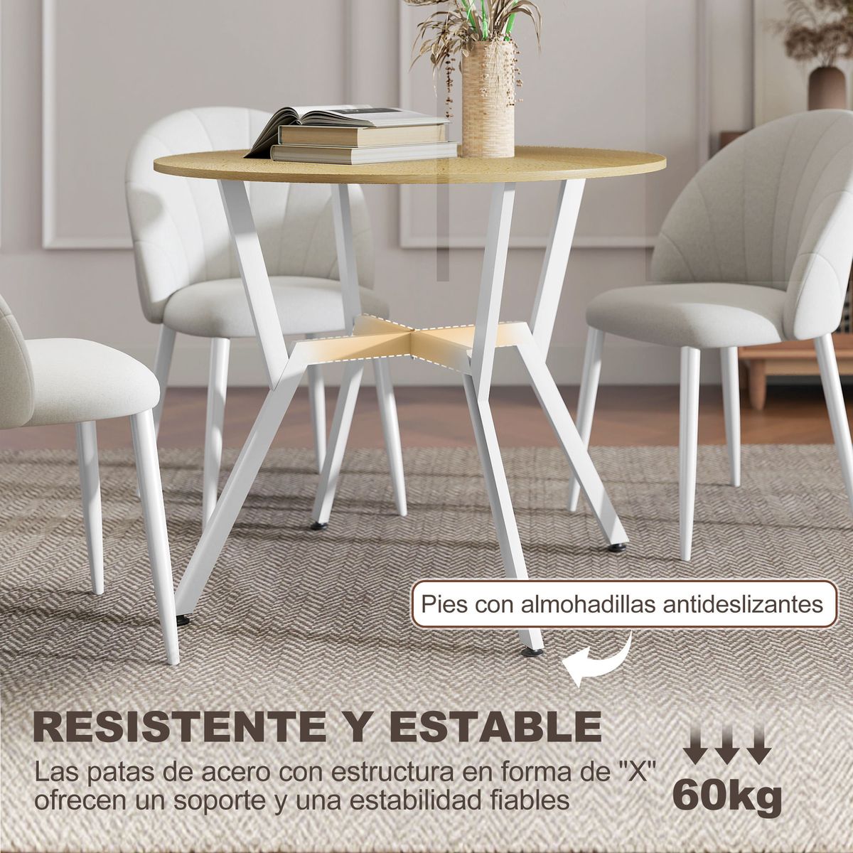 Mesa-de-comedor-Leonor-diseño-redondo-blanco-natural-Ø90x76-cm-