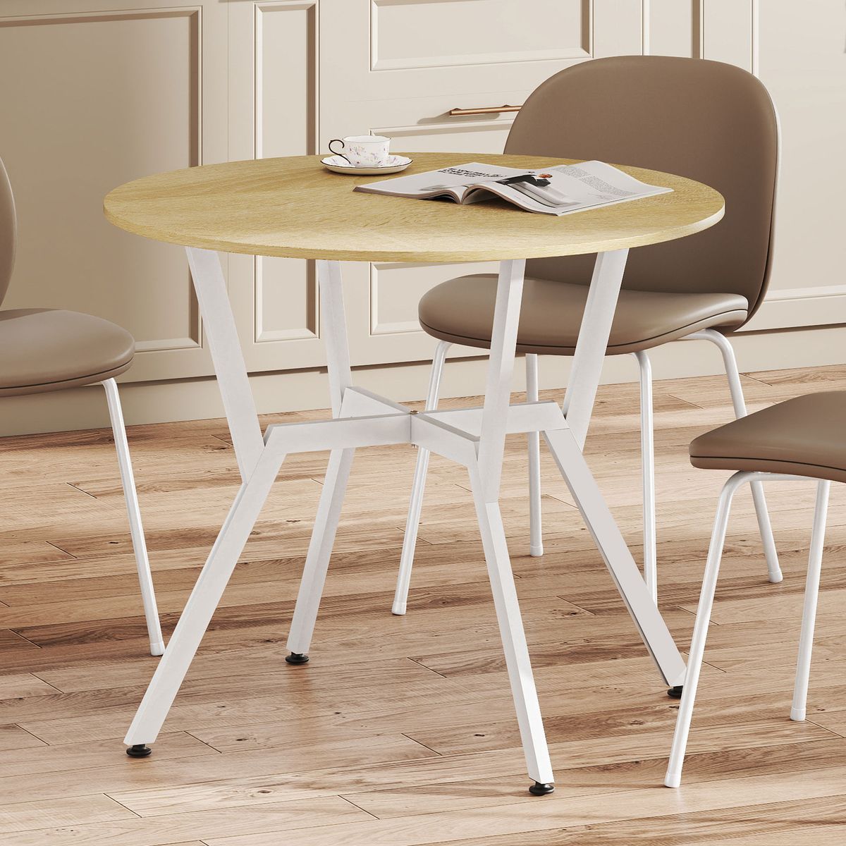 Mesa-de-comedor-Leonor-diseño-redondo-blanco-natural-Ø90x76-cm-