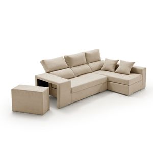 Sofá chaiselongue Esmeralda 3 plazas reclinable con puff 100x230x145 cm