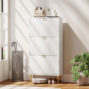 Zapatero Piña Homcom 3 puertas 18 pares blanco 128x60x24 cm