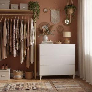 Cómoda Diva 3 cajones blanco brillo 76x80x40 cm