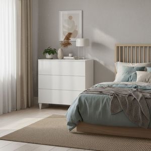 Cómoda Diva 3 cajones blanco brillo 76x80x40 cm