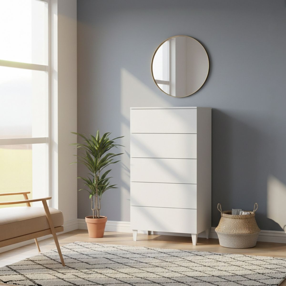 Comoda-Diva-5-cajones-blanco-brillo-117x61x40-cm