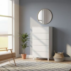 Cómoda Diva 5 cajones blanco brillo 117x61x40 cm