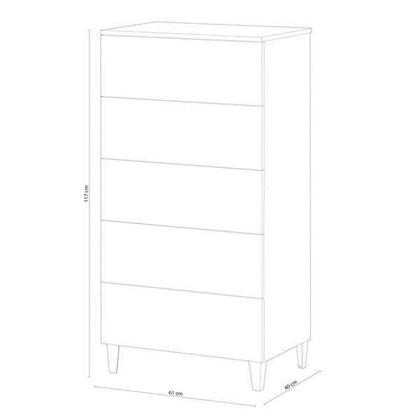 Comoda-Diva-5-cajones-blanco-brillo-117x61x40-cm-medidas