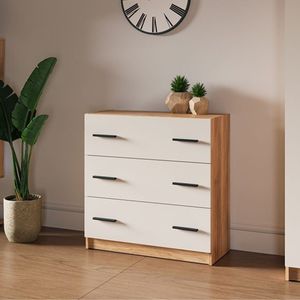 Cómoda Elba Mauvella 3 cajones blanco/natural 81x80x34,4 cm