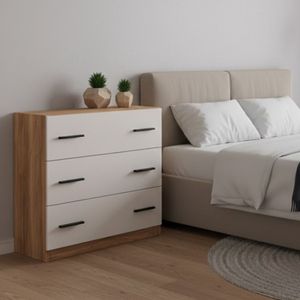 Cómoda Elba Mauvella 3 cajones blanco/natural 81x80x34,4 cm