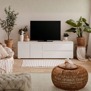 Mueble de TV Aneto 2 puertas + 2 cajones blanco 55x180x40 cm