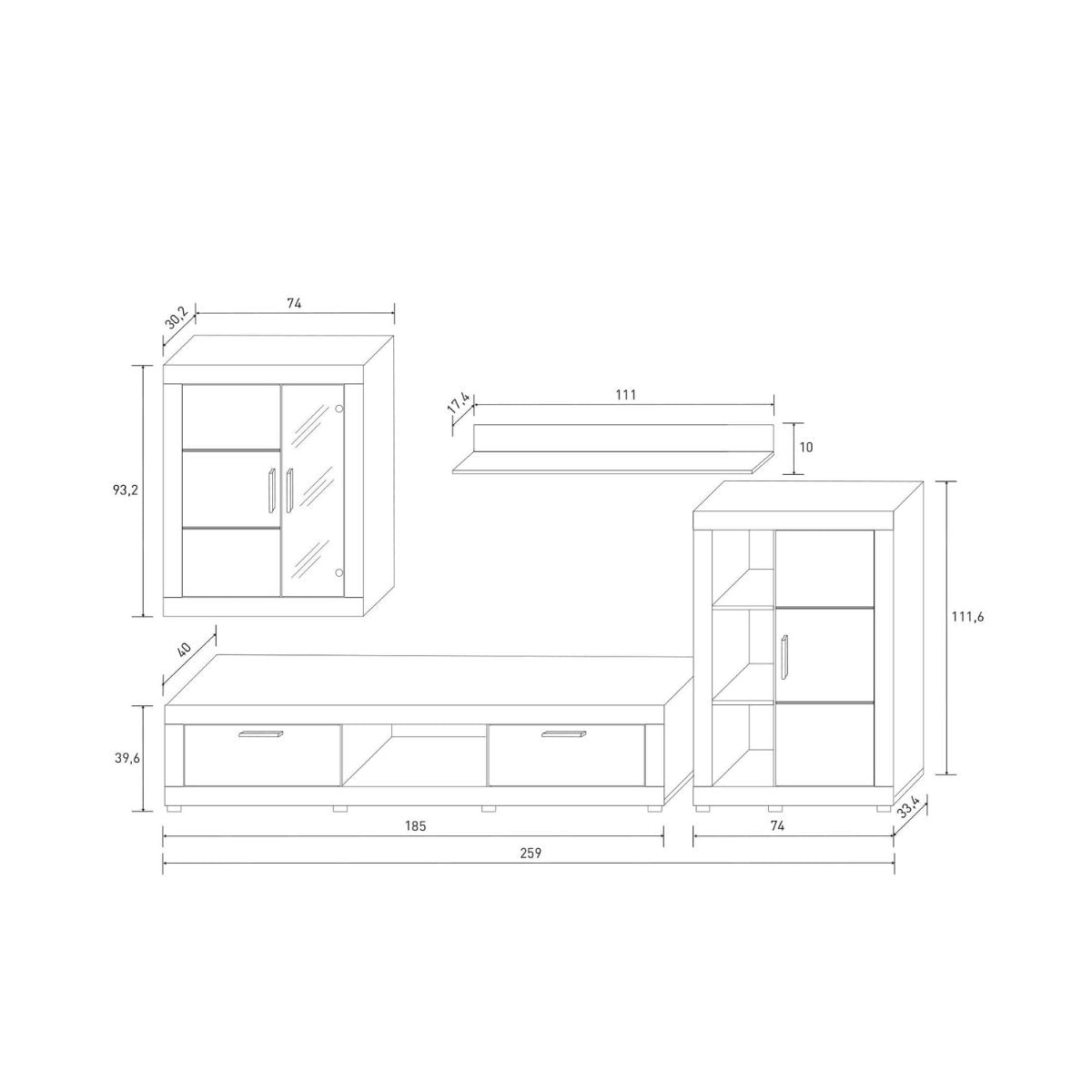 Composicion-de-salon-Fiordo-mueble-de-TV---vitrina---estante---armario-con-luces-LED-cambria-grafito