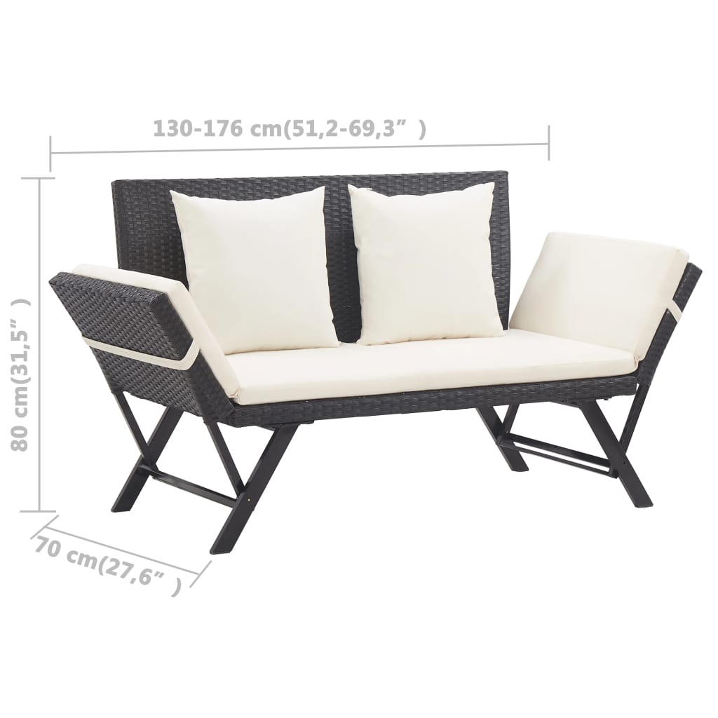 Banco-de-jardin-Oasis-diseño-2-en-1-negro-blanco-80x130-176x70-cm-