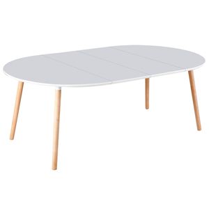 Mesa de comedor Nordika extensible forma redonda blanco/haya 100-140-180 cm