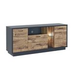 Mueble-de-TV-Europa-3-puertas---2-cajones---repisa---luces-LED-grafito-roble-74x170x45-cm