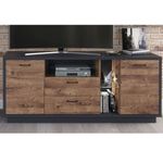 Mueble-de-TV-Europa-3-puertas---2-cajones---repisa---luces-LED-grafito-roble-74x170x45-cm