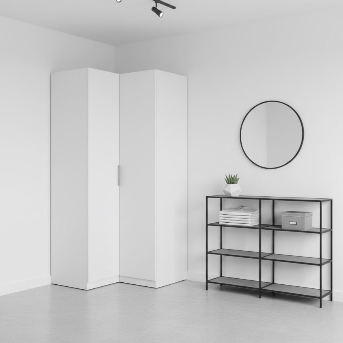 Armario-esquinero-Emax-2-puertas-blanco-ambientada-minimal