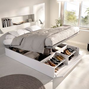 Canapé Lan diseño abatible con zapatero 12 pares blanco