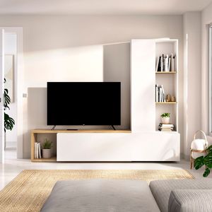 Mueble de TV Nilo diseño convertible blanco/natural