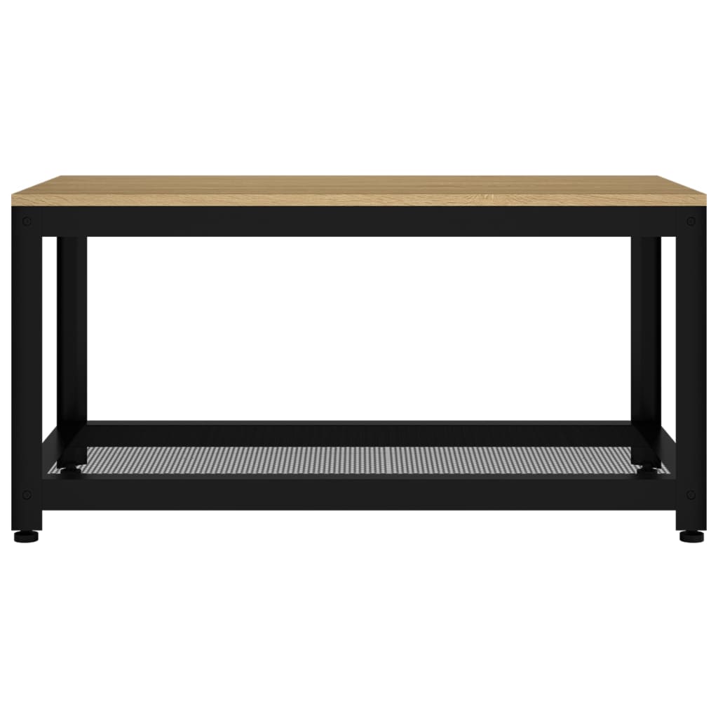 Mesa-de-centro-Gobun-con-estante-inferior-marron-claro-negro-45x90x45-cm
