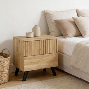 Mesita de noche Solana 2 cajones natural 50x52x34,8 cm