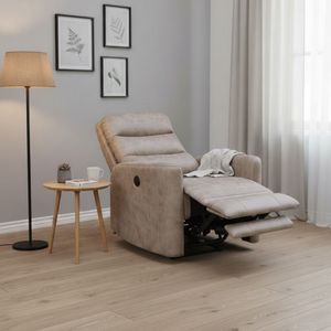 Sillón relax Cancún eléctrica reclinable tapizado Nolia marrón claro 103x78x93 cm