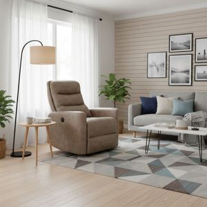 Sillón relax Cancún eléctrica reclinable tapizado Nolia marrón claro 103x78x93 cm