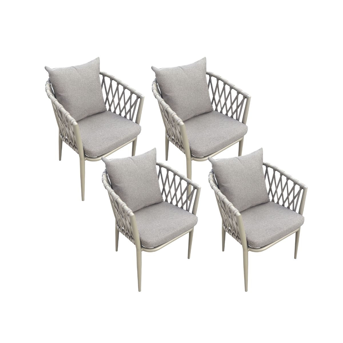 Pack-de-4-sillones-de-exterior-Rodas-respaldo-trenzado-y-cojines-gris