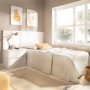 Conjunto de dormitorio Flow cabecero con mesita de noche blanco 96x141 cm
