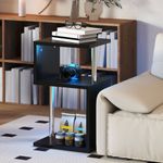 Mesa-auxiliar-Virginia-Homcom-3-niveles-con-luz-LED-negro-75x44x38-cm