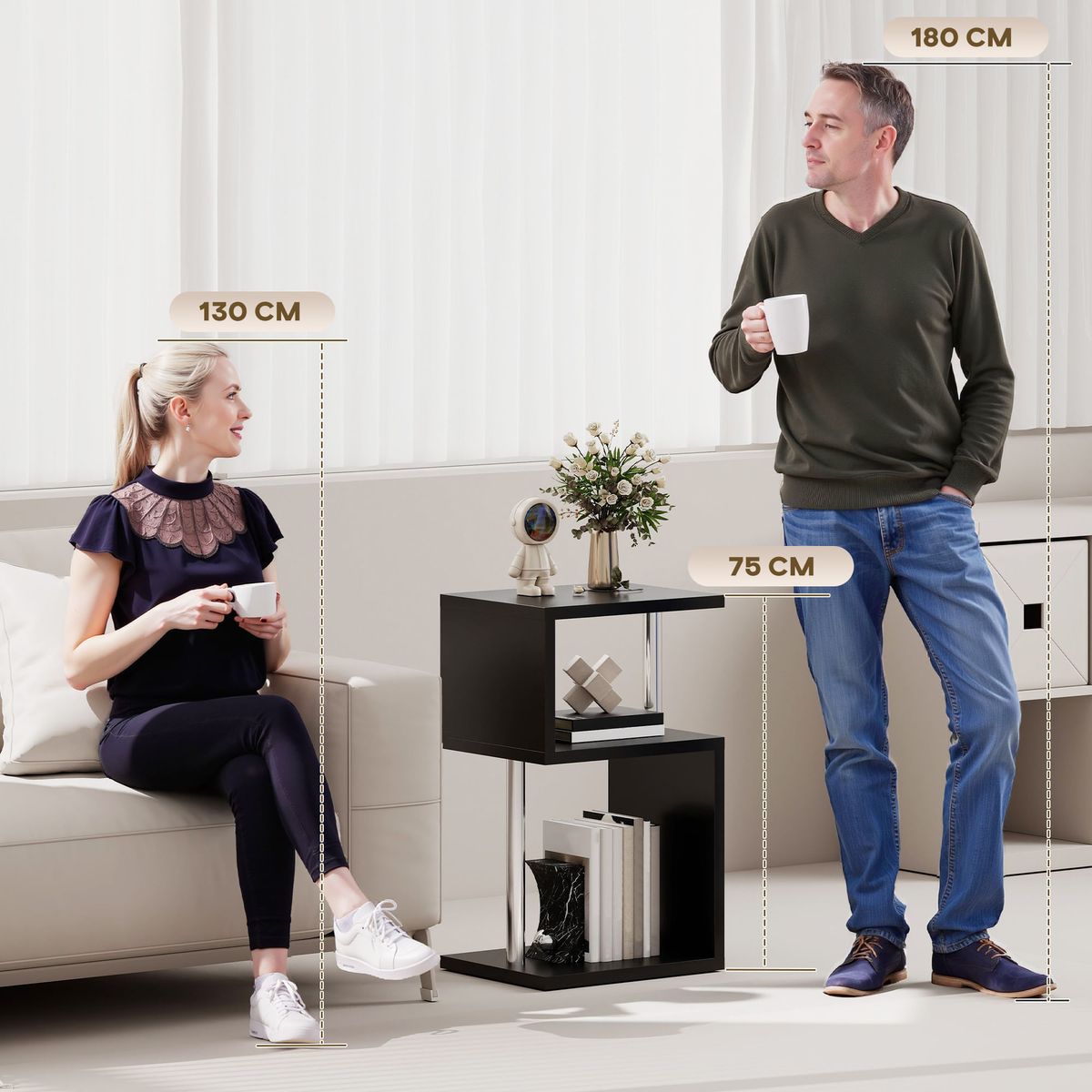 Mesa-auxiliar-Virginia-Homcom-3-niveles-con-luz-LED-negro-75x44x38-cm