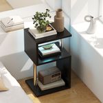 Mesa-auxiliar-Virginia-Homcom-3-niveles-con-luz-LED-negro-75x44x38-cm