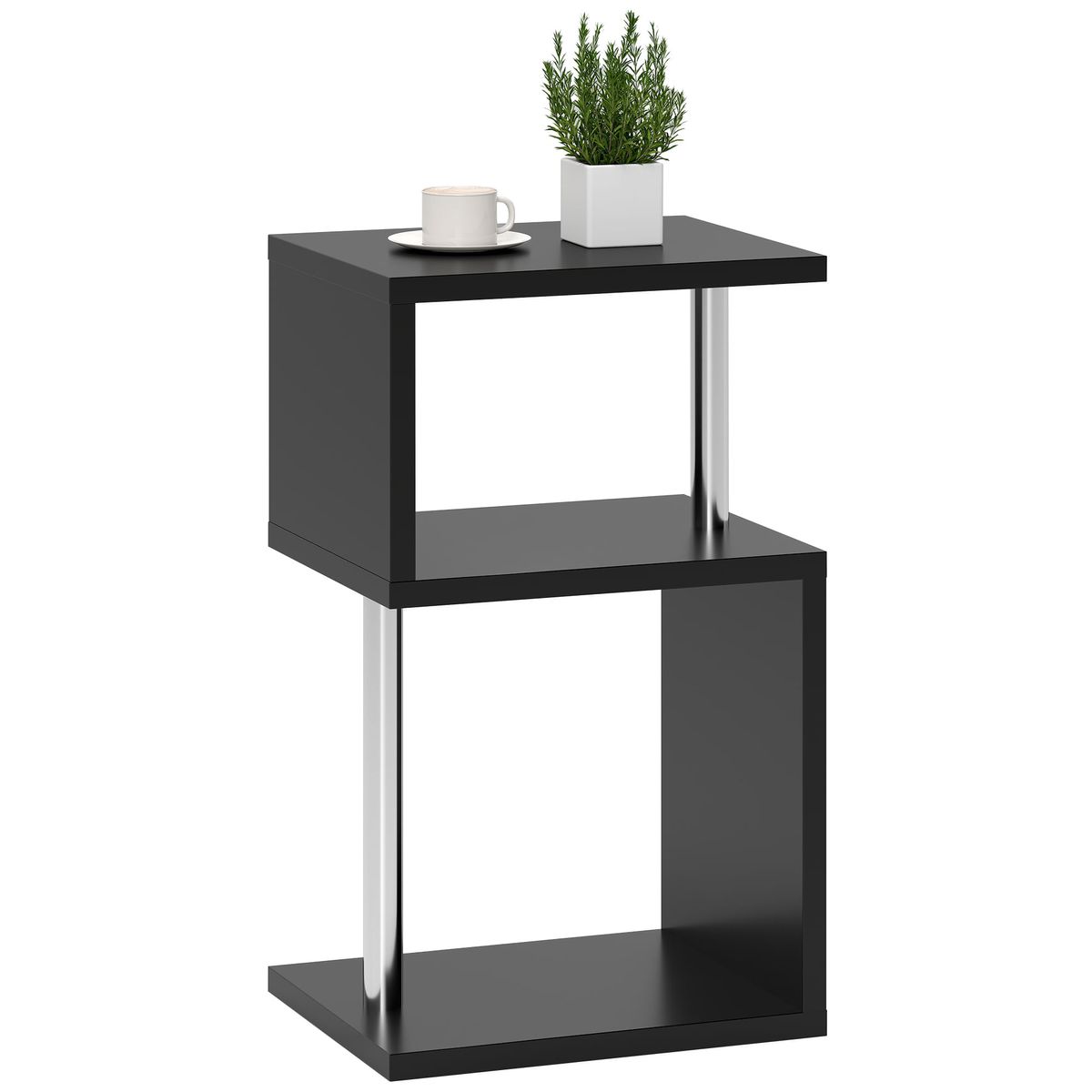 Mesa-auxiliar-Virginia-Homcom-3-niveles-con-luz-LED-negro-75x44x38-cm