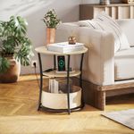 Mesa-auxiliar-Gabriela-Homcom-3-estantes---estacion-de-carga-natural-Ø50x55-cm-