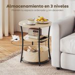 Mesa-auxiliar-Gabriela-Homcom-3-estantes---estacion-de-carga-natural-Ø50x55-cm-