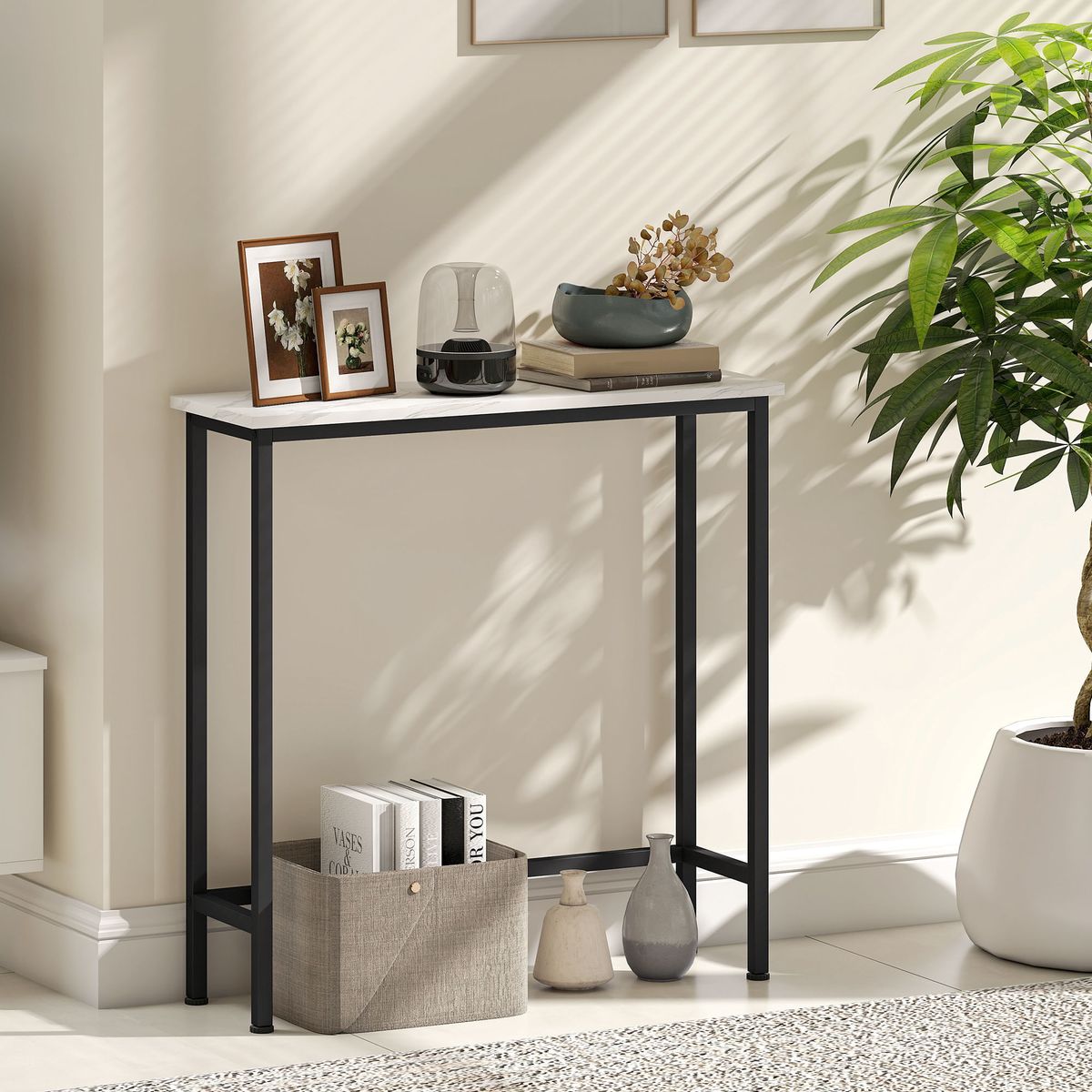 Consola-Diamante-Homcom-blanco-negro-76x75x24-cm-