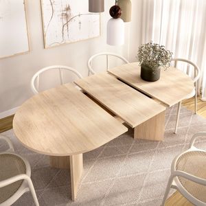 Mesa de comedor Bari diseño extensible natural 76,3x140x90 cm