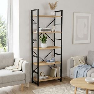 Estantería Hollywood 5 niveles negro/marrón 159x60x30 cm