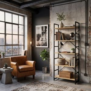 Estantería Hollywood 5 niveles negro/marrón 159x60x30 cm