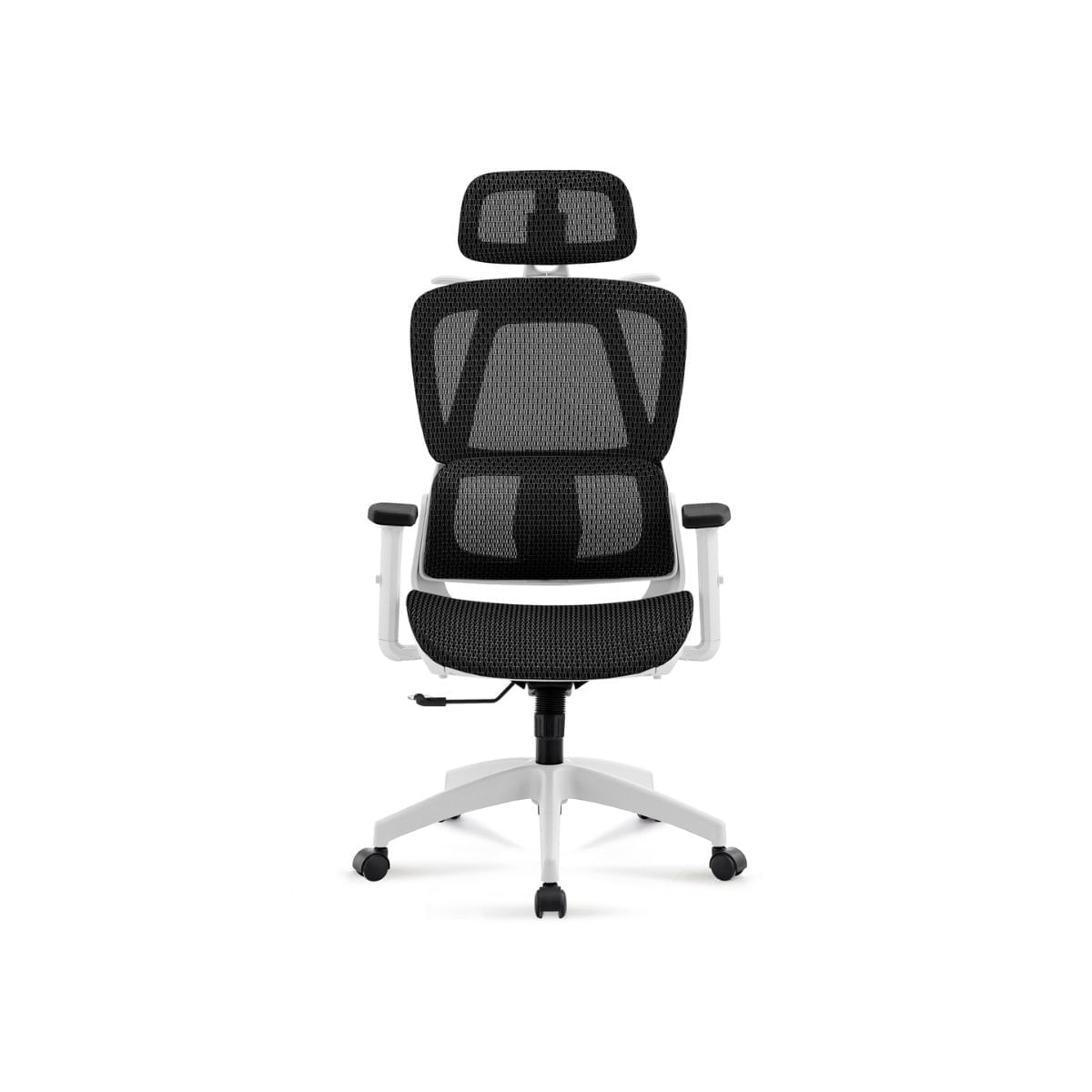 Silla-de-oficina-Ergo-altura-regulable-transpirable-blanco-118-124x70x70-cm-frontal