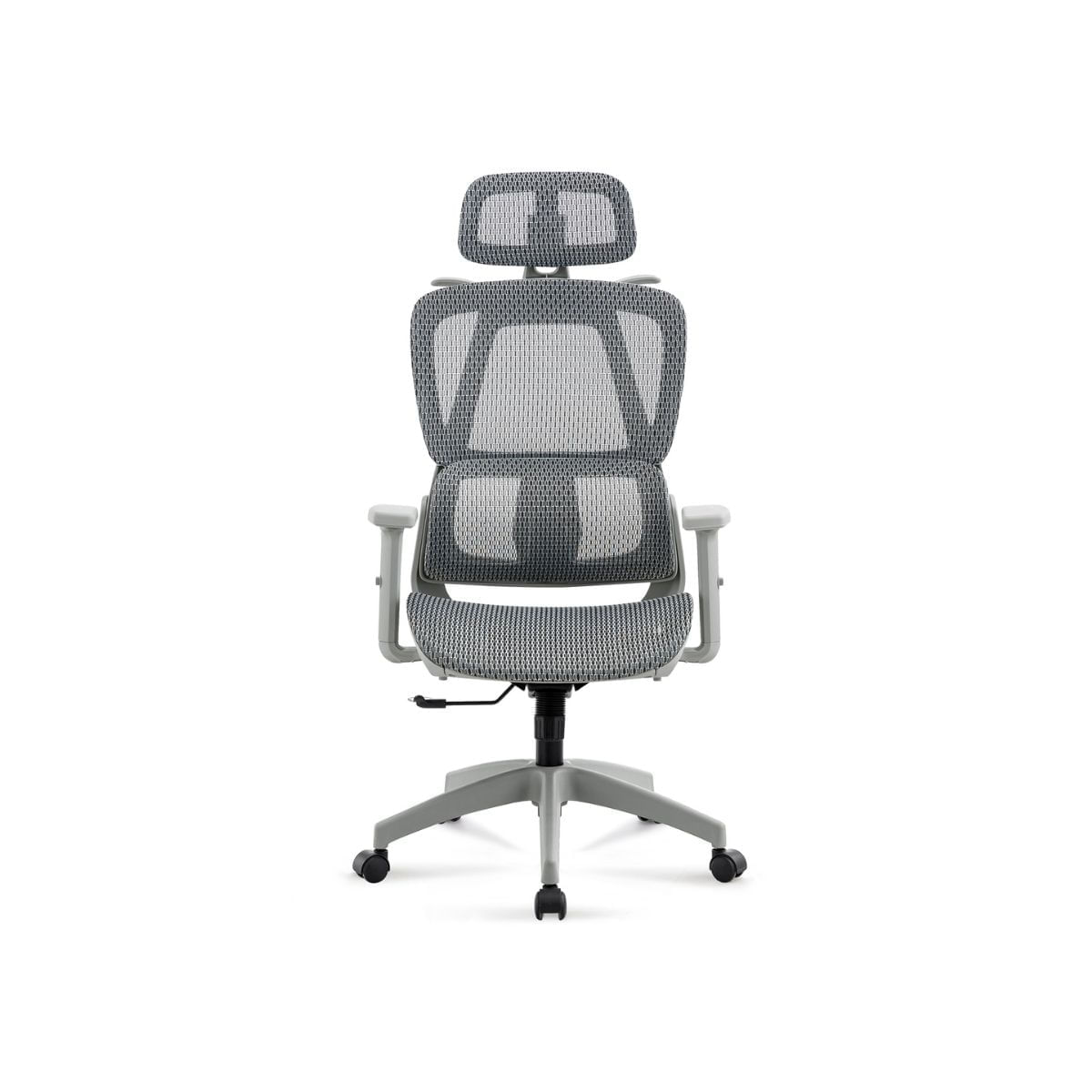 Silla-de-oficina-Ergo-altura-regulable-transpirable-gris-118-124x70x70-cm-frontal
