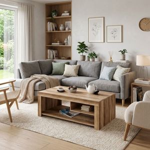 Mesa de centro Texas diseño fijo natural 40x110,2x60 cm